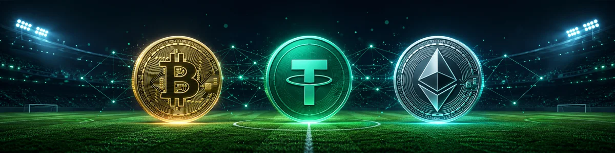 Bitcoin, USDT e outras moedas nas apostas de futebol